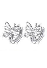 exquisite solid silver butterfly kids huggie earrings